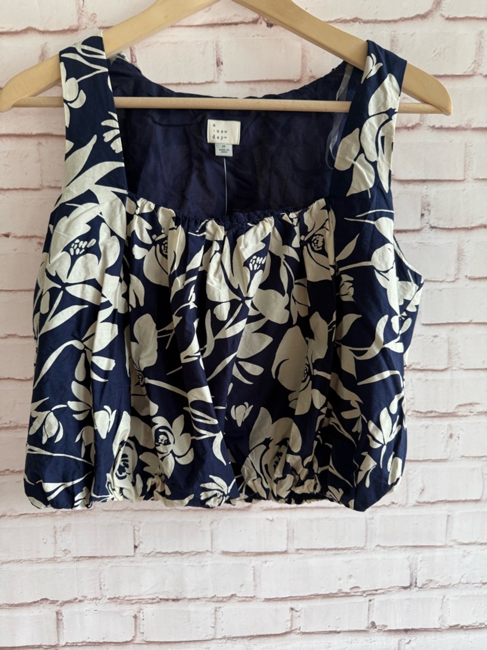 Navy and Cream Floral Scoop Neck Tank and Matching Skirt Set